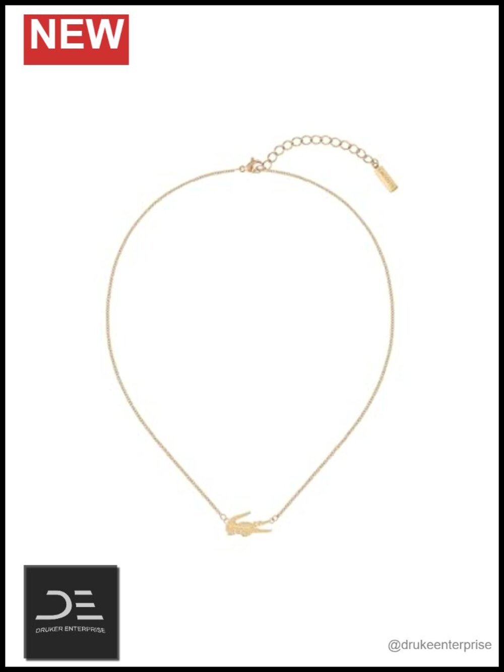 Lacoste Crocodile Pendant Necklace Stainless Steel Adjustable